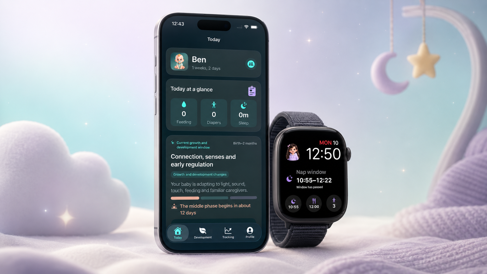 תצוגה של TinyLeap על iPhone ועל Apple Watch
